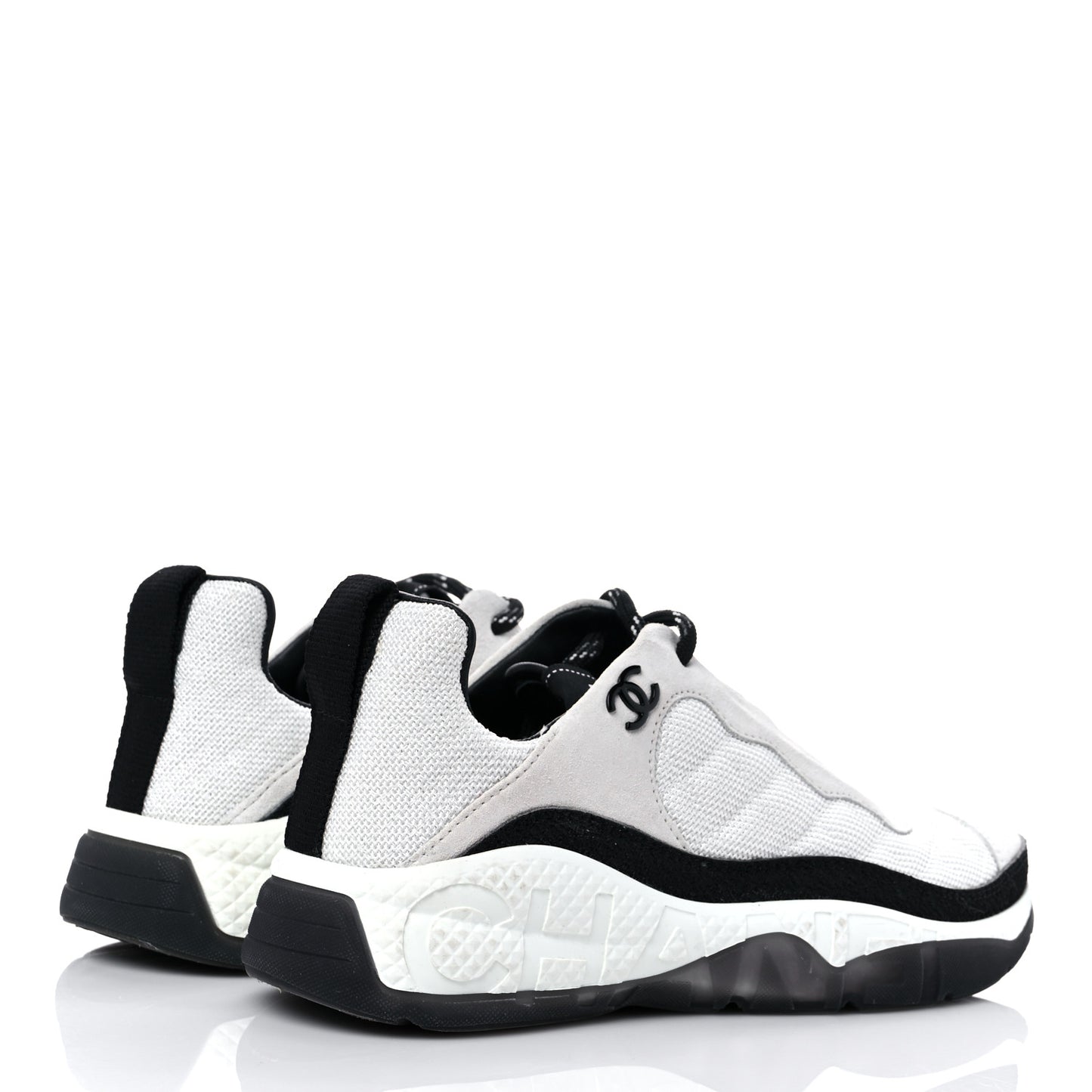 Mesh Suede Calfskin Quilted Sneakers 37.5 White Ivory