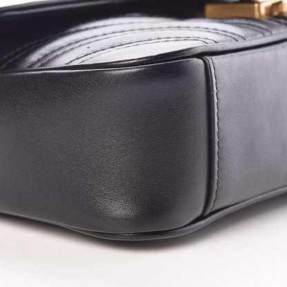 Gucci Calfskin Matelasse Mini GG Marmont Shoulder Bag Black 8 of 9