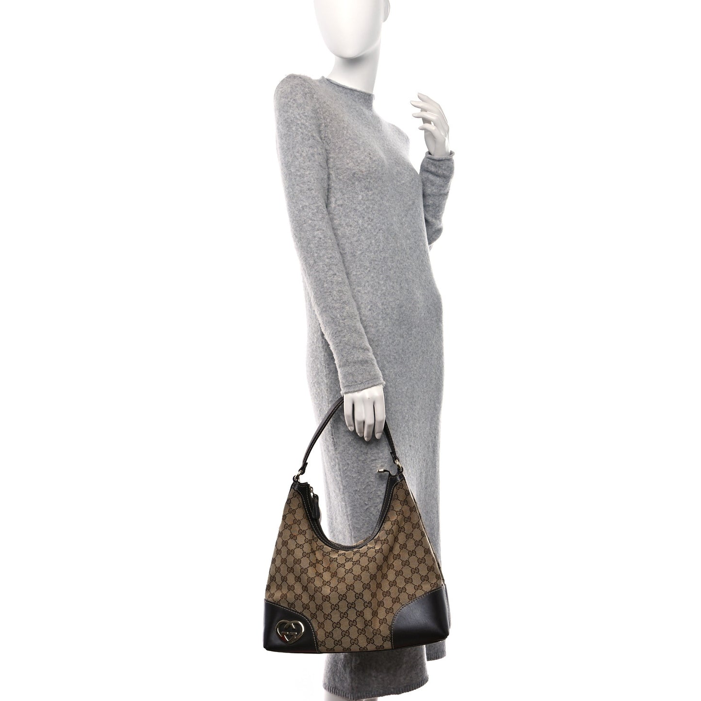 Monogram Medium Lovely Heart Hobo Brown