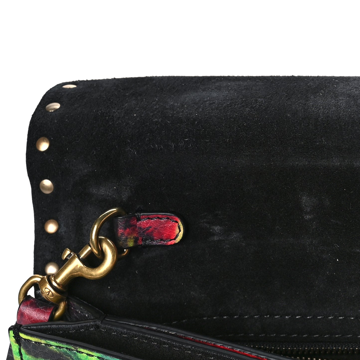 Pebbled Calfskin Tie Dye Rockstud Rolling Wristlet Clutch Multicolor