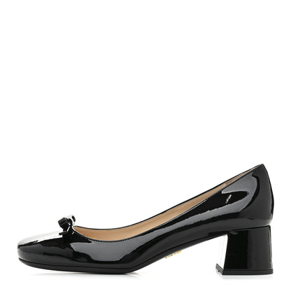 Prada Spazzolato Bow Pumps 37.5 Black 1 of 10