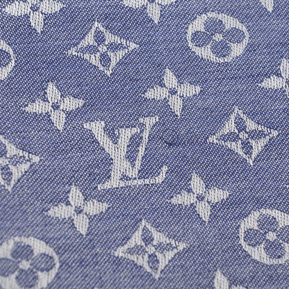 Louis Vuitton Silk Wool Monogram Denim Shawl Blue 5 of 7