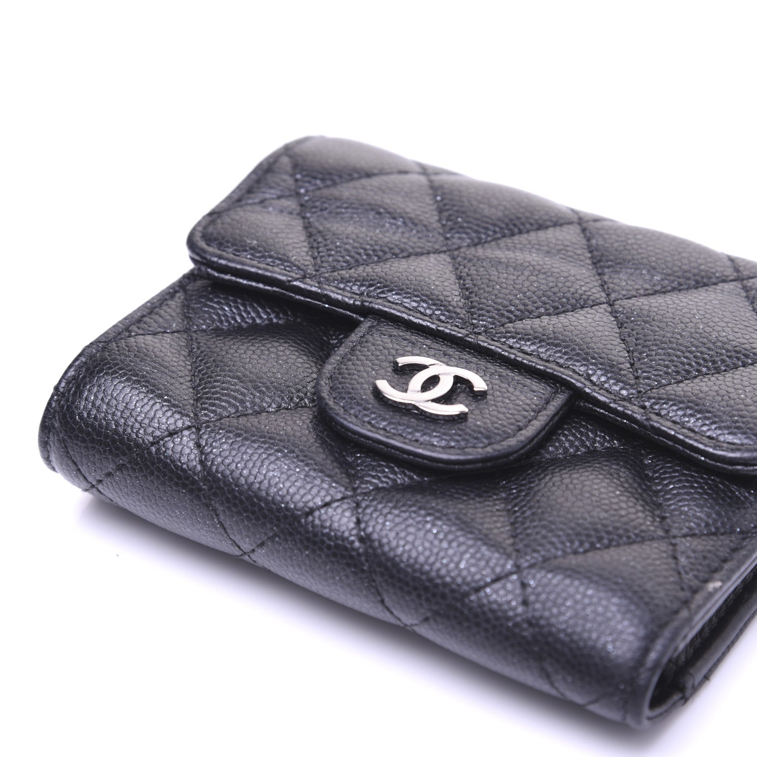 Chanel Iridescent Caviar Quilted Compact Flap Wallet Black 11 of 12