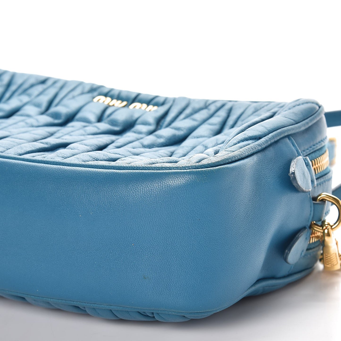Nappa Matelasse Double Zip Shoulder Bag Turchese