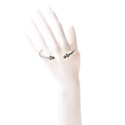 David Yurman Sterling Silver 14K Yellow Gold Citrine Rhodolite Garnet 5mm Renaissance Cable Bracelet 2 of 4