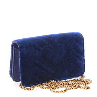 Gucci Velvet Matelasse GG Marmont Mini Bag Cobalt Blue 2 of 8