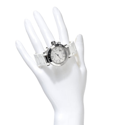 Cartier Stainless Steel Rubber 33mm Pasha C Seatimer Quartz Watch White 2 of 6