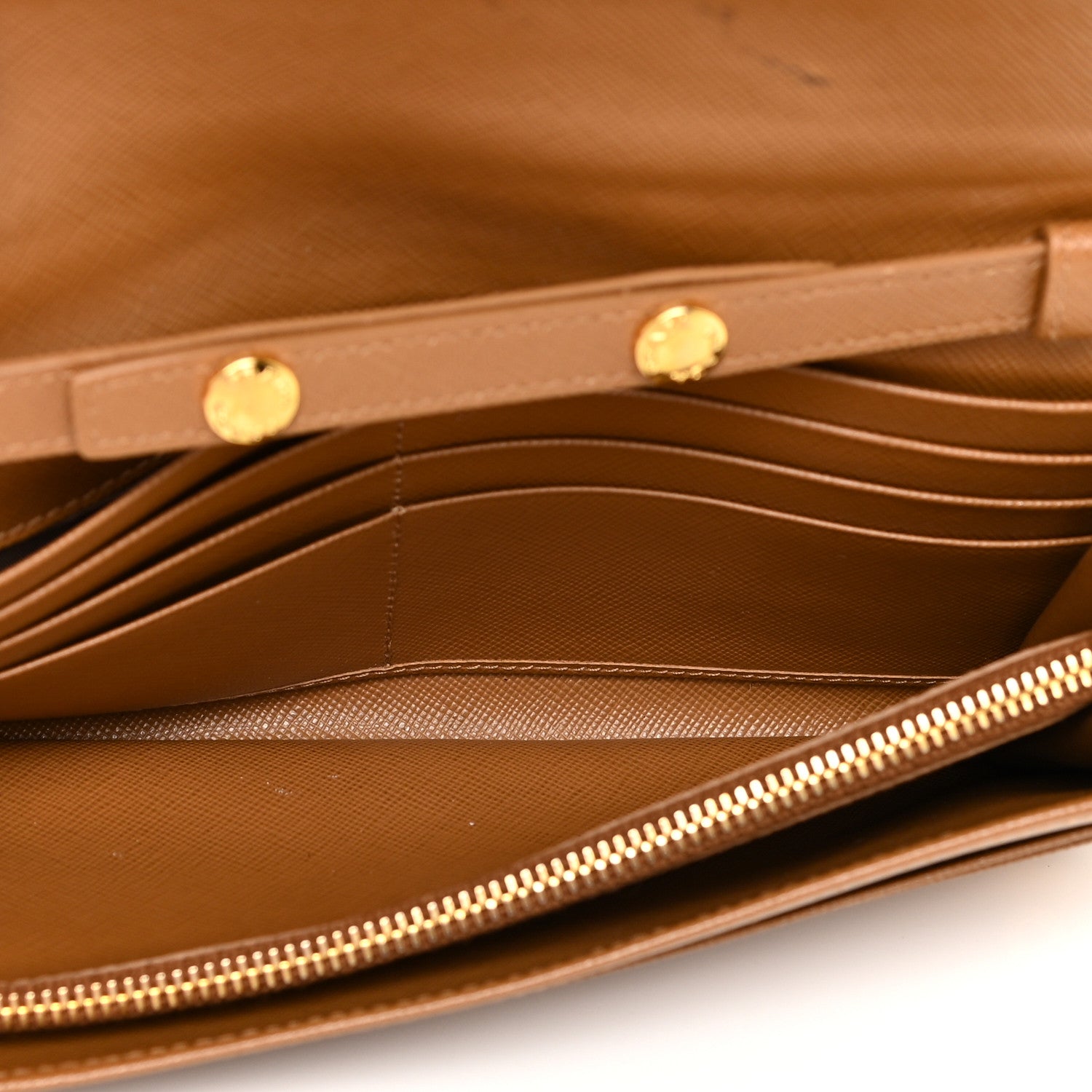 Prada Saffiano Metal Oro Chain Wallet Caramel 5 of 21