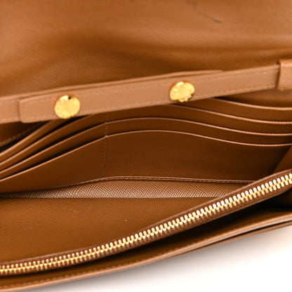 Prada Saffiano Metal Oro Chain Wallet Caramel 5 of 21
