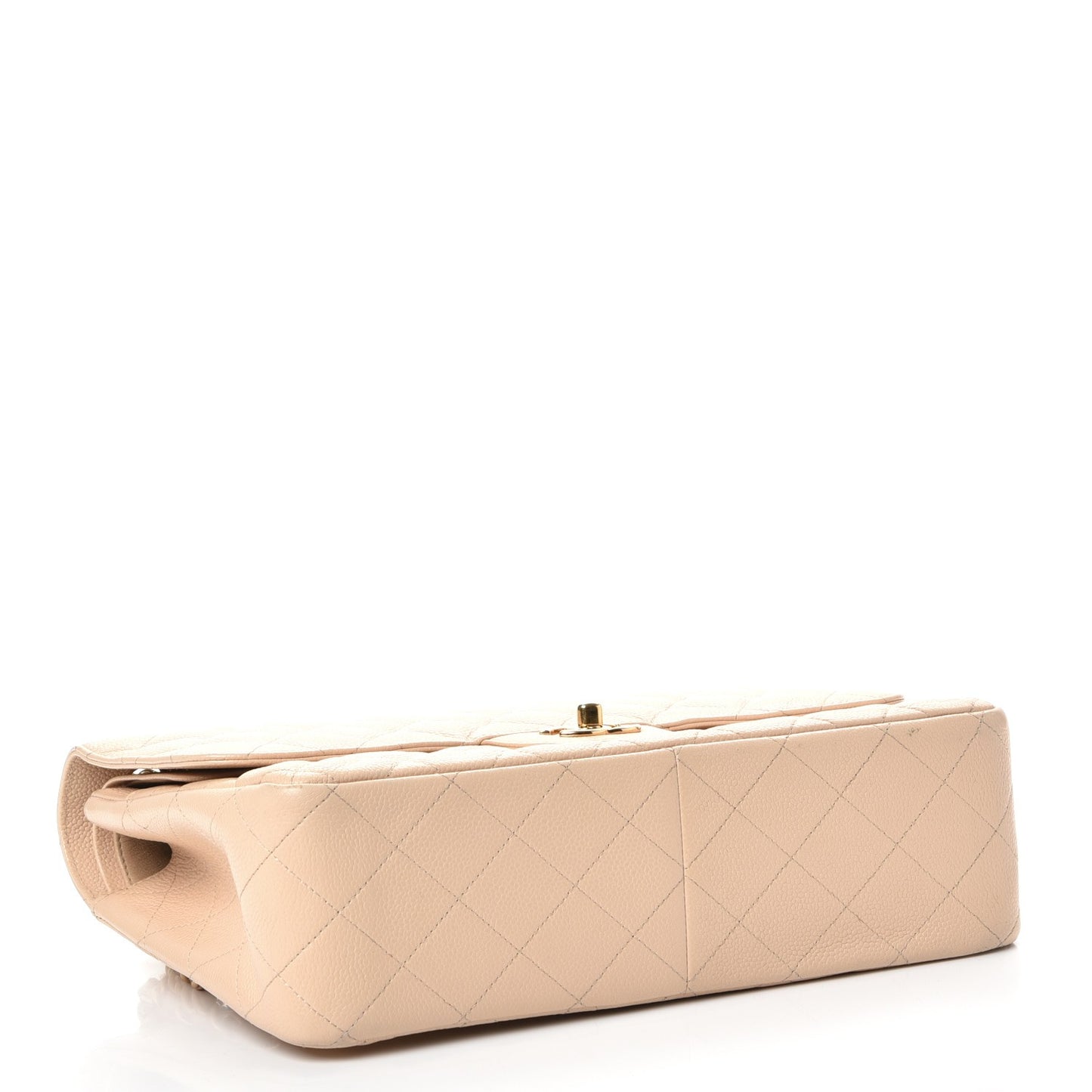 Caviar Quilted Jumbo Double Flap Beige Clair