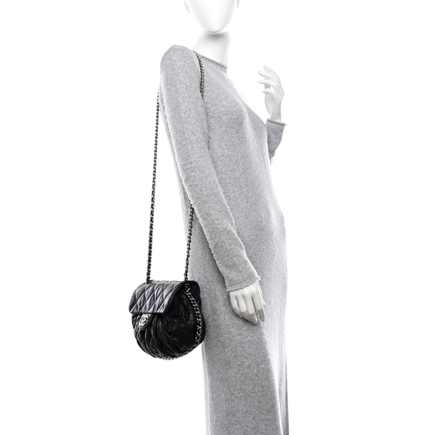 Chanel Washed Lambskin Quilted Medium Chain Around Messenger Black 2 of 16