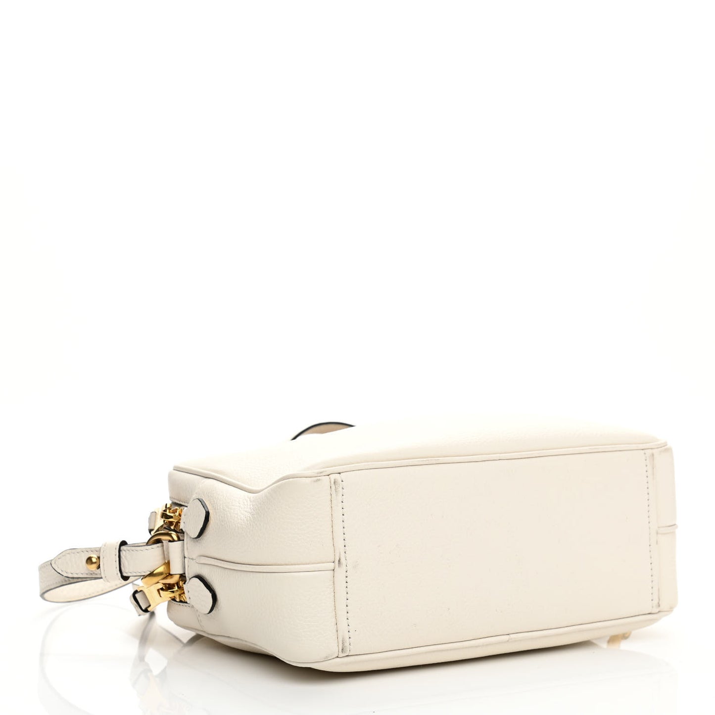 Vitello Daino Medium Double Zip Shoulder Bag White