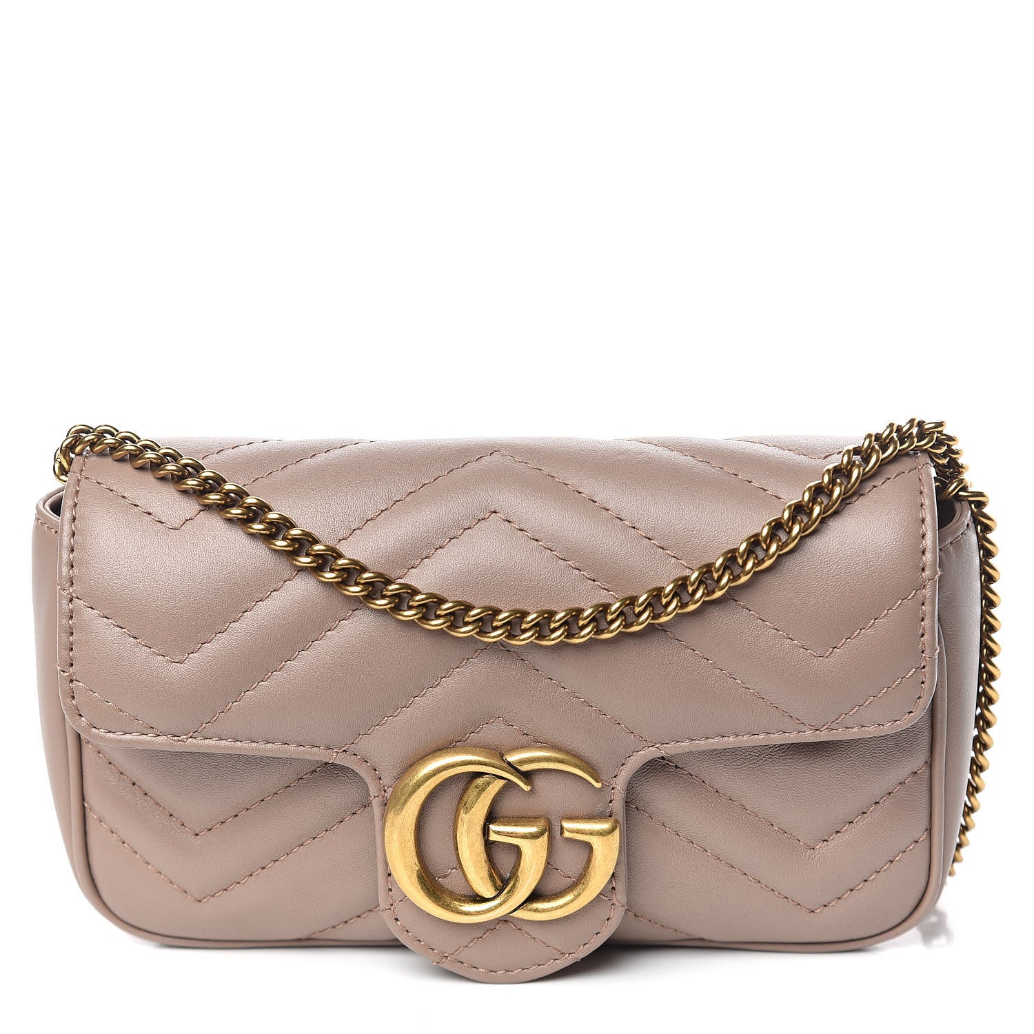 Gucci Calfskin Matelasse Super Mini GG Marmont Shoulder Bag Porcelain Rose 1 of 13