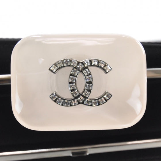 Satin Ribbon Framed Clutch Black