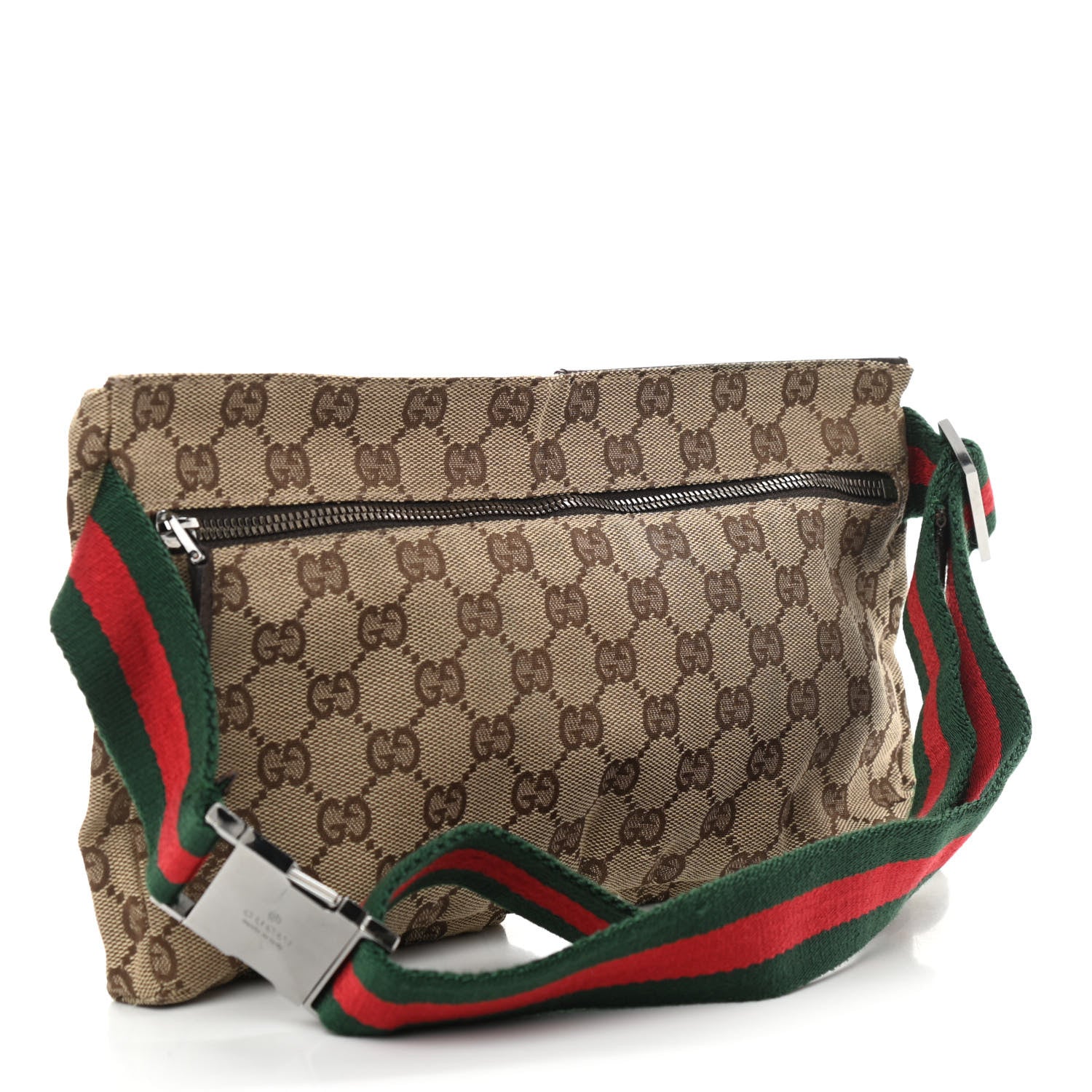Gucci GG Monogram Web Double Pocket Belt Bag Dark Brown 2 of 12