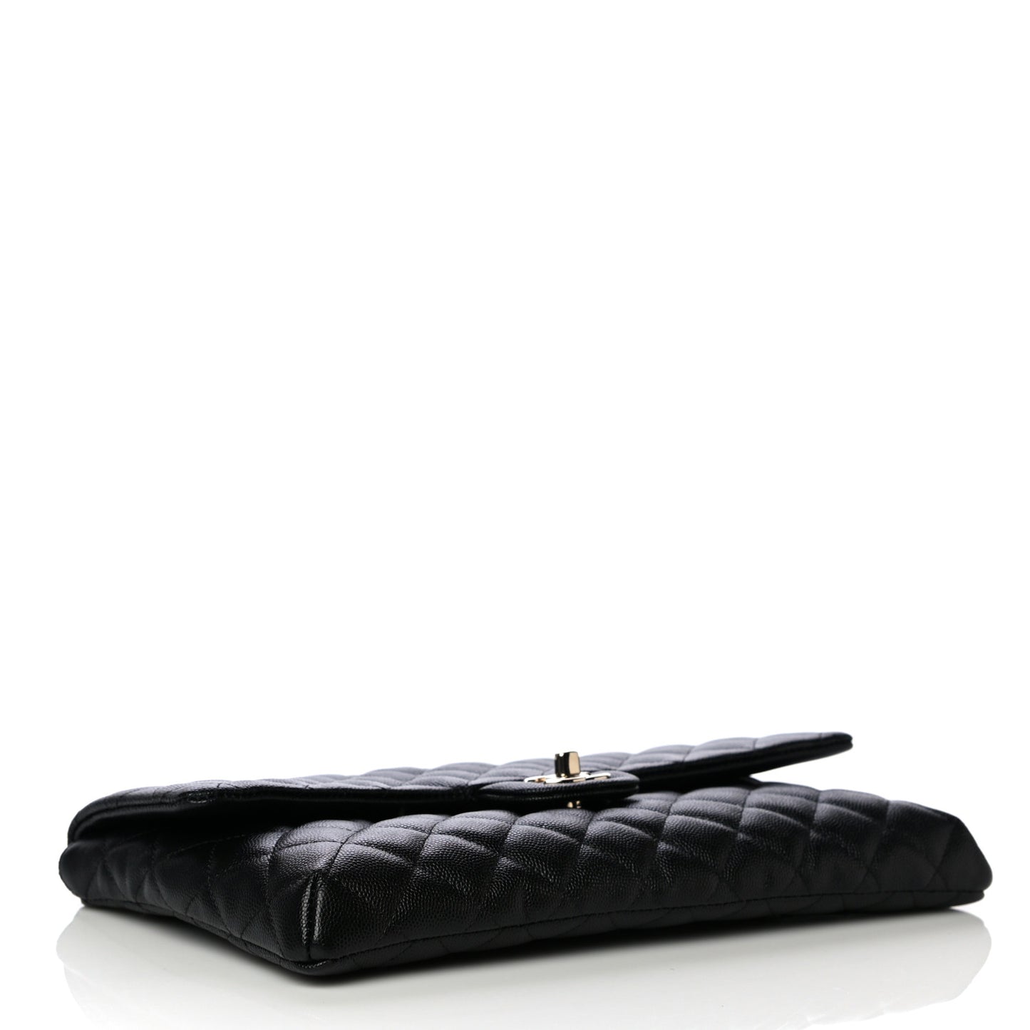 Caviar Quilted Flap Clutch Black