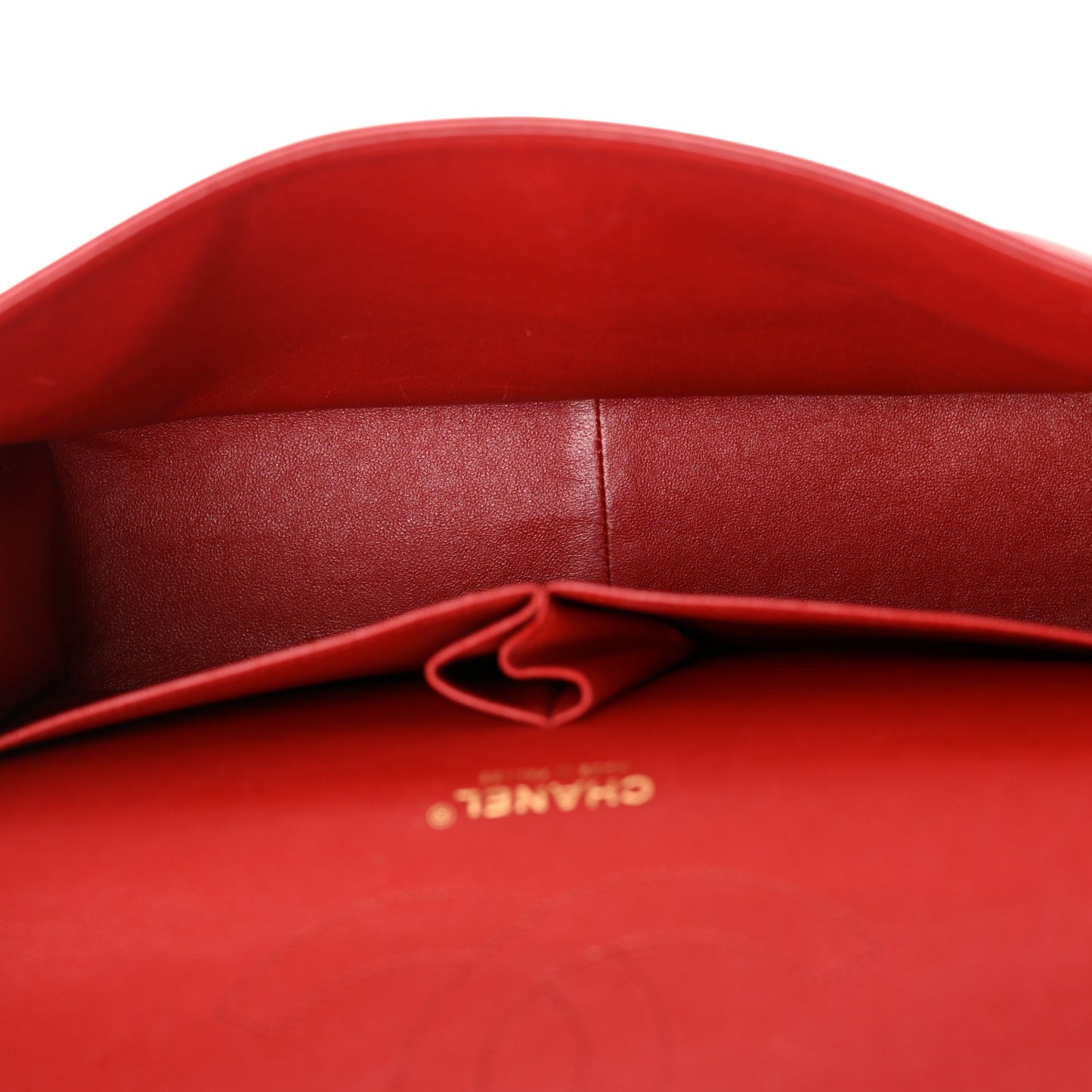 Lambskin Quilted Jumbo Double Flap Red