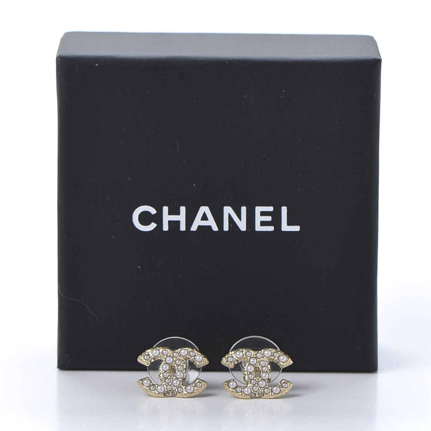 Metal Graduated Pearl Crystal CC Earrings Light Gold