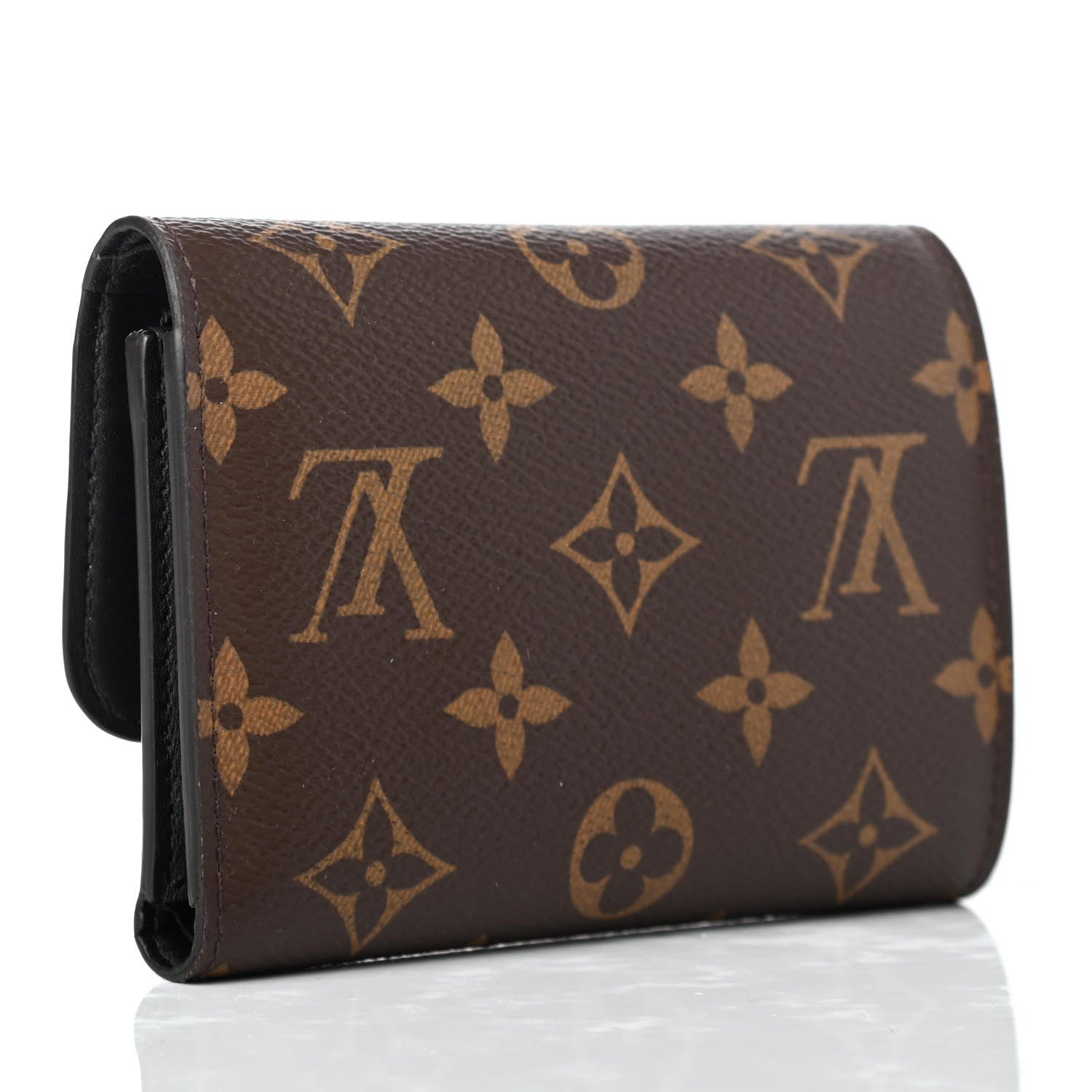 Louis Vuitton Monogram Flower Lock Compact Wallet Black 3 of 7