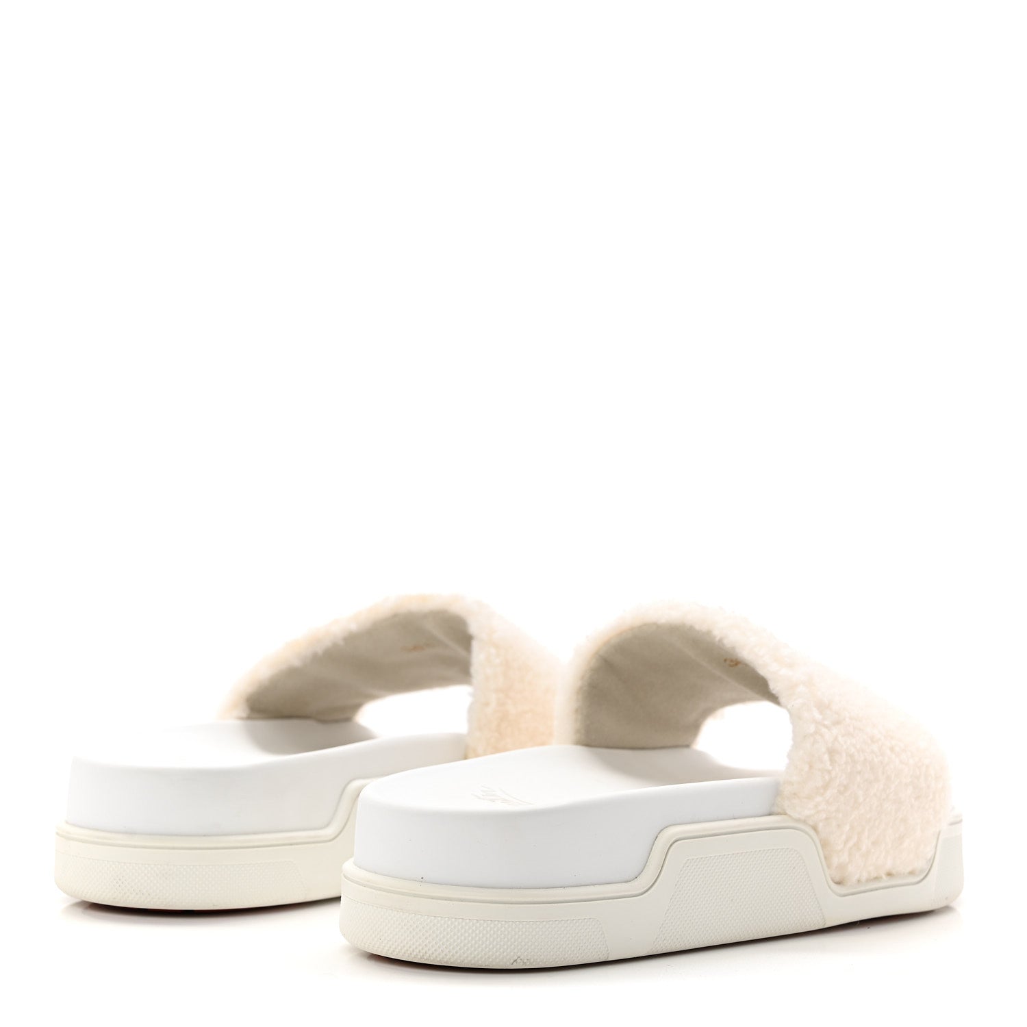 Christian Louboutin Faux Shearling Embroidered Pool Donna Flat Slide Sandals 36.5 White 4 of 10