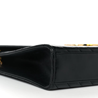 Saint Laurent Smooth Calfskin Matelasse Chevron Large Monogram Satchel Black 8 of 9