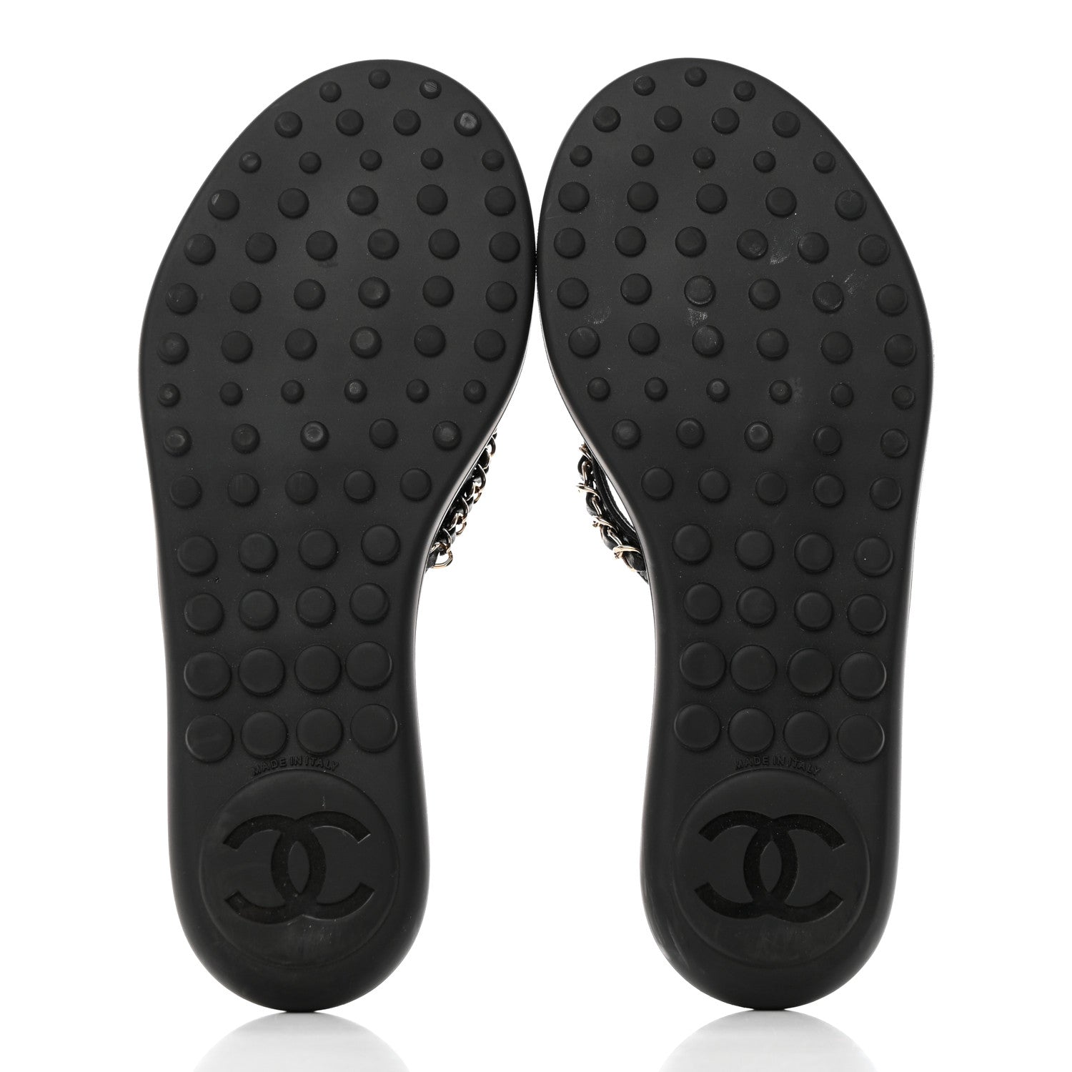 Chanel Lambskin CC Chain Thong Sandals 37 Black 5 of 8
