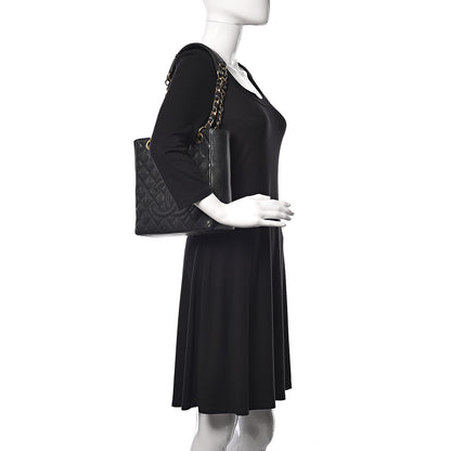 Chanel Caviar Quilted Petit Shopping Tote PST Black 2 of 12