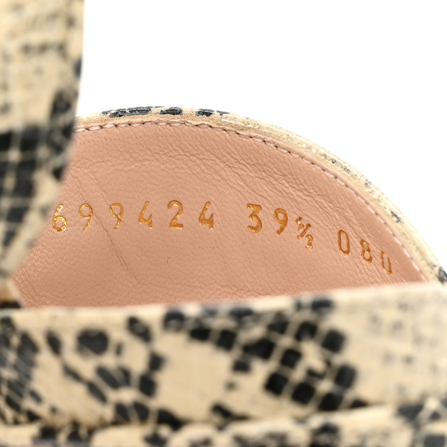 Gucci Calfskin Python Print Keyla Platform Slingback Sandals 39.5 Beige Avana 8 of 9