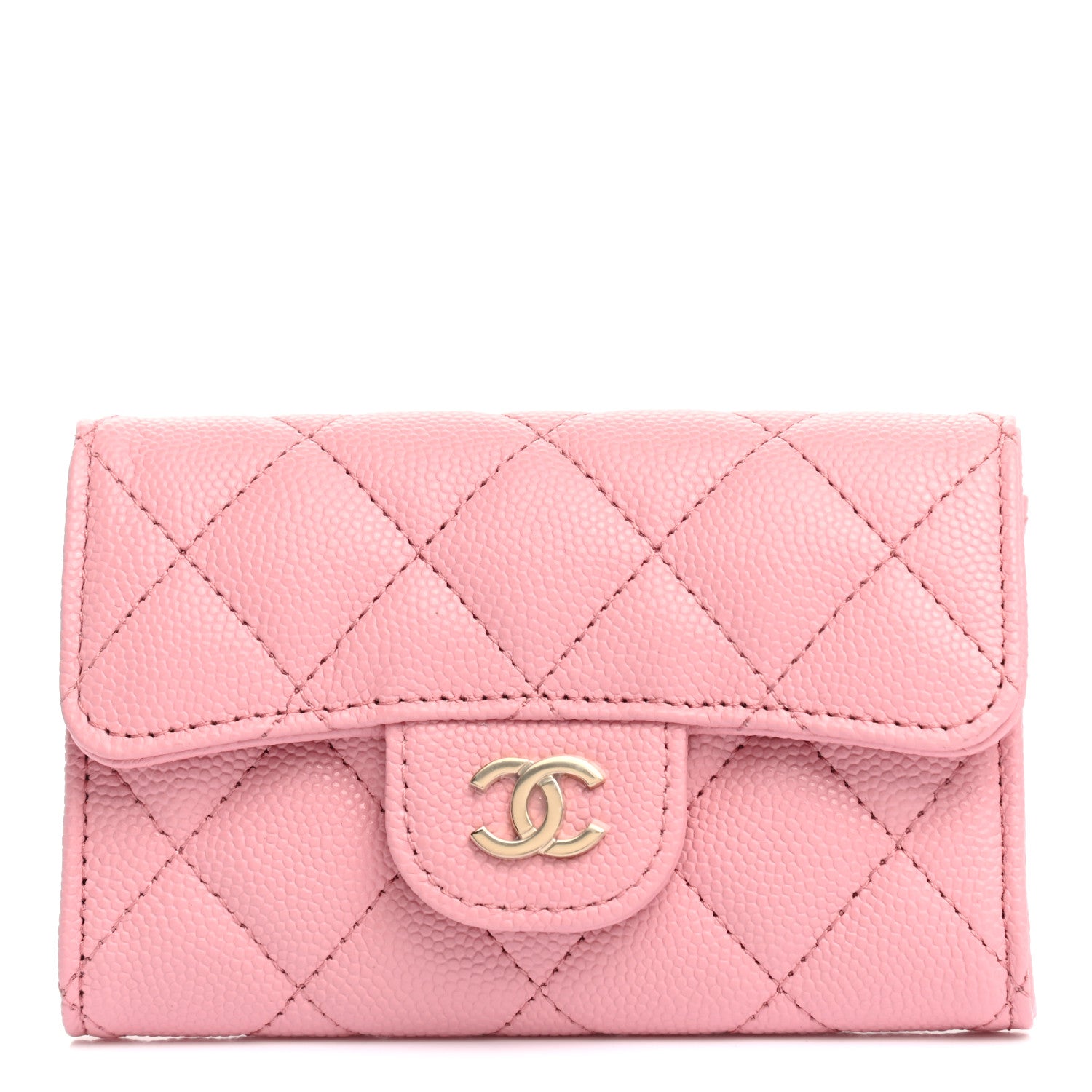 Chanel Caviar Quilted Flap Card Holder Wallet Pink 1 of 8
