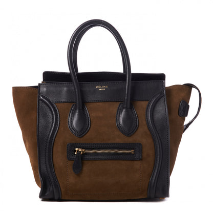 Celine Smooth Calfskin Suede Micro Luggage Olive 1 of 8