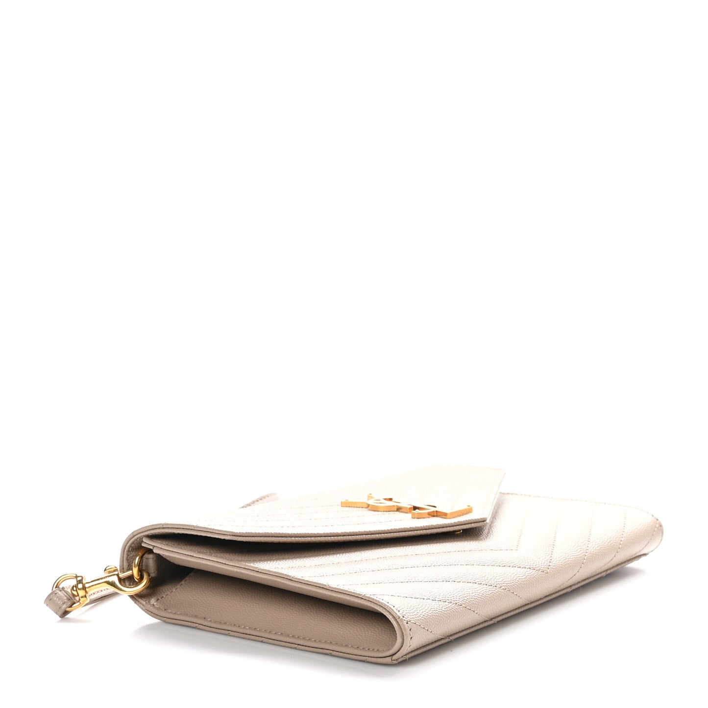 Grain De Poudre Matelasse Chevron Monogram Envelope Clutch Dark Beige
