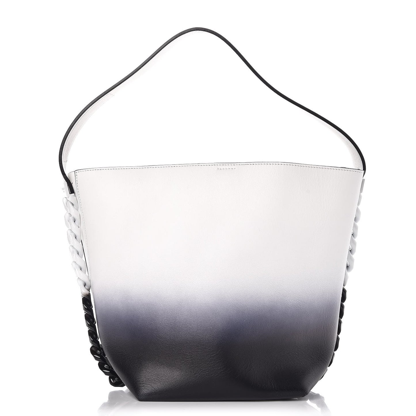 Calfskin Degrade Infinity Bucket Bag Black White