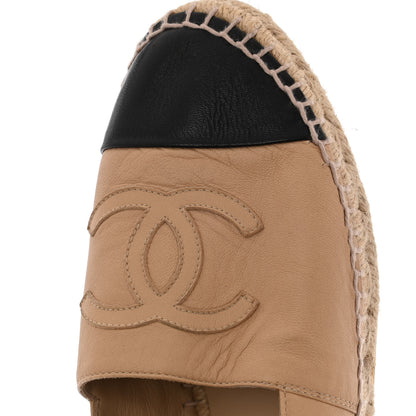Chanel Lambskin CC Espadrilles 37 Beige Black 11 of 11