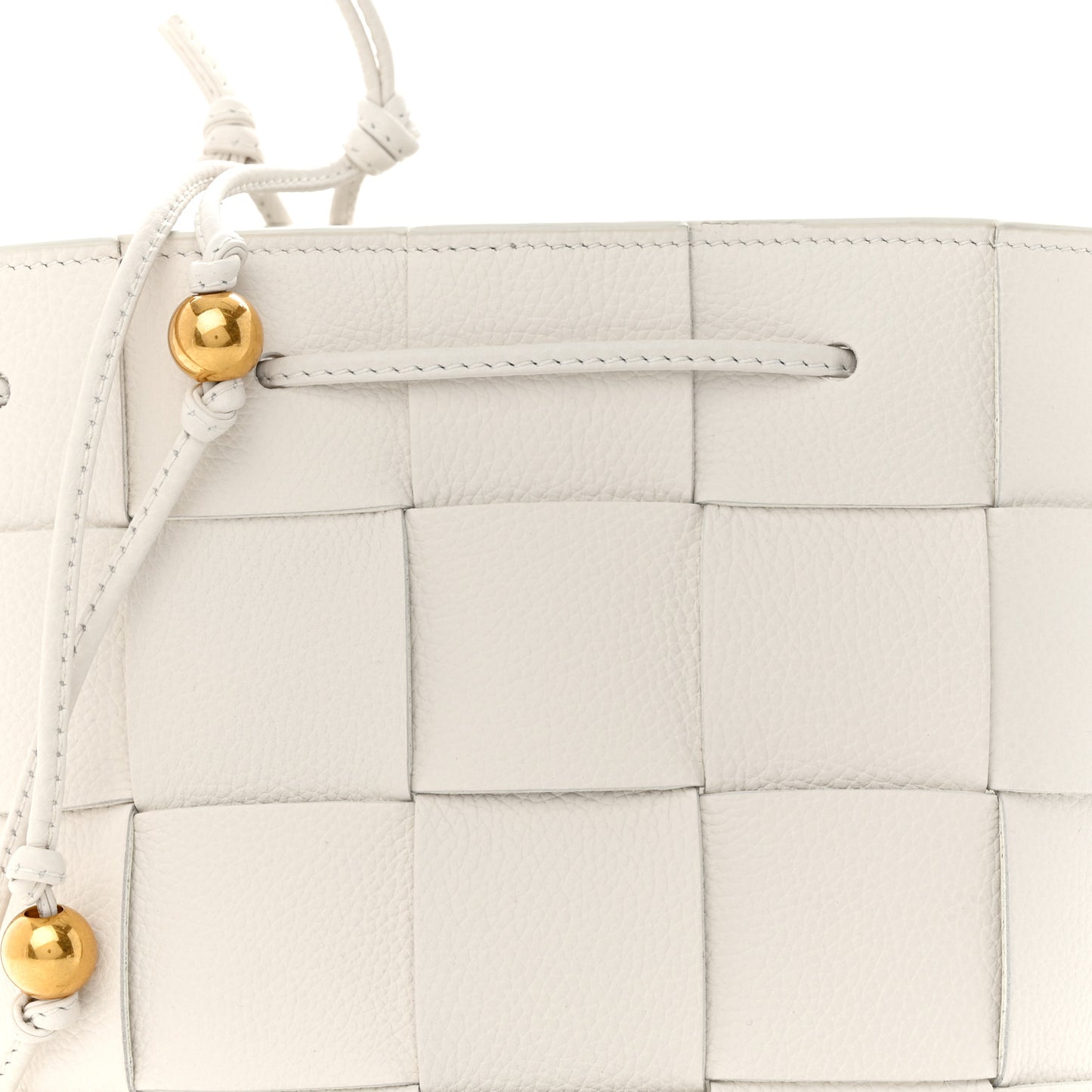 Lambskin Maxi Intrecciato Small Cassette Crossbody Bucket Bag White