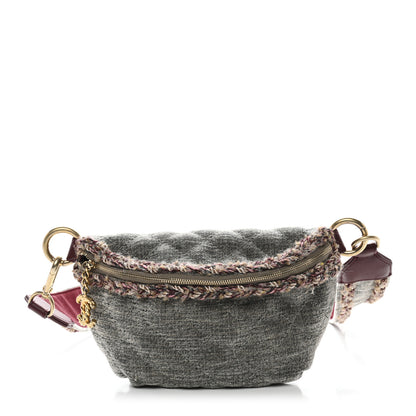 Chanel Wool Velvet Quilted Parisian Stroll Belt Bag Grey 1 of 10