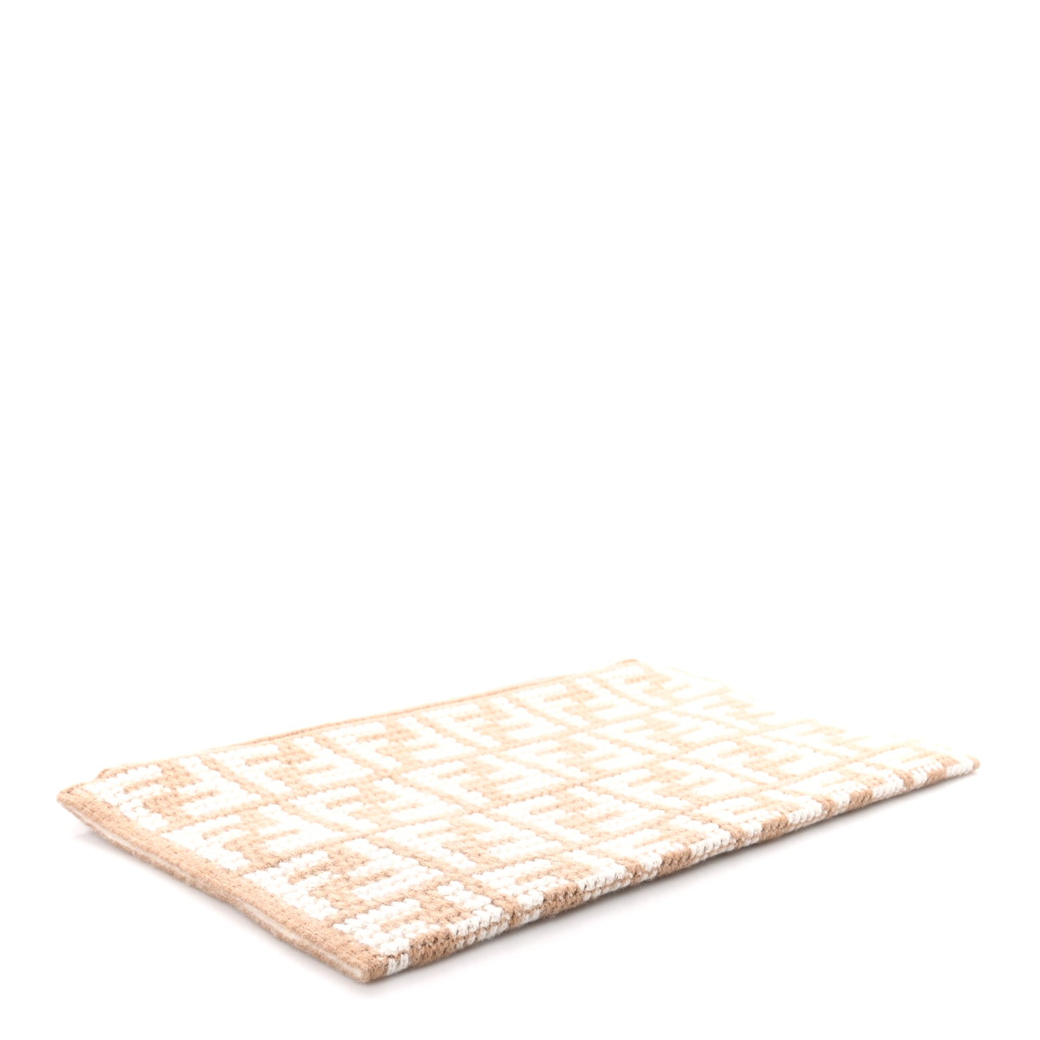 Fendi Fabric Calfskin FF Woven Large Flat Pouch Cammello 4 of 8