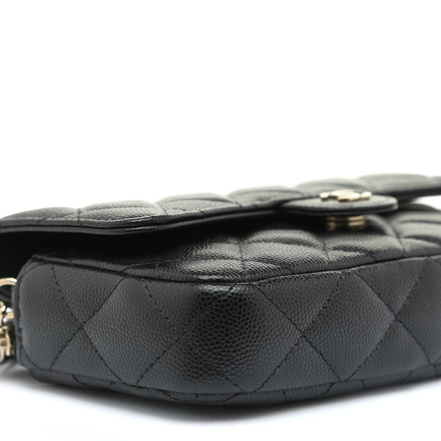 Chanel Caviar Quilted Flap Phone Holder With Chain Black 4 of 13