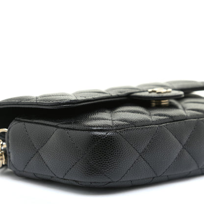 Chanel Caviar Quilted Flap Phone Holder With Chain Black 4 of 13
