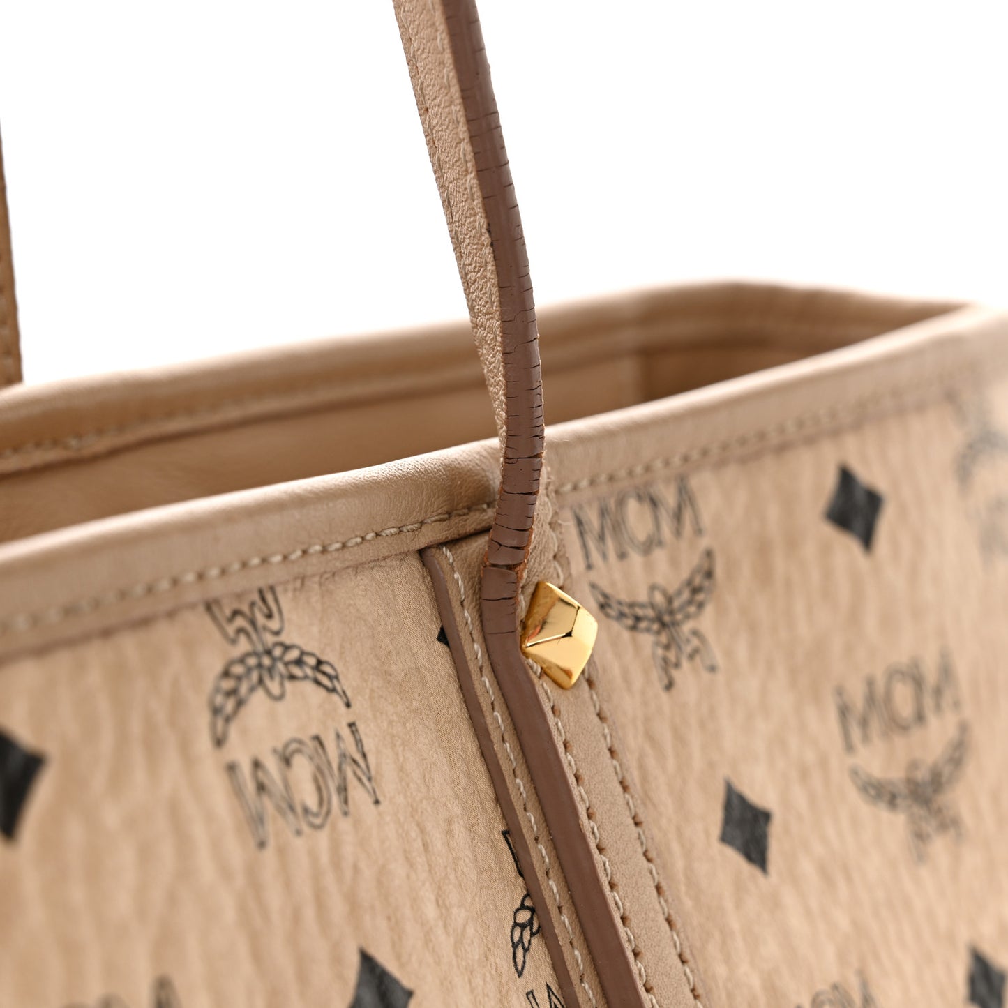 Visetos Medium Top Zip Shopper Tote Beige