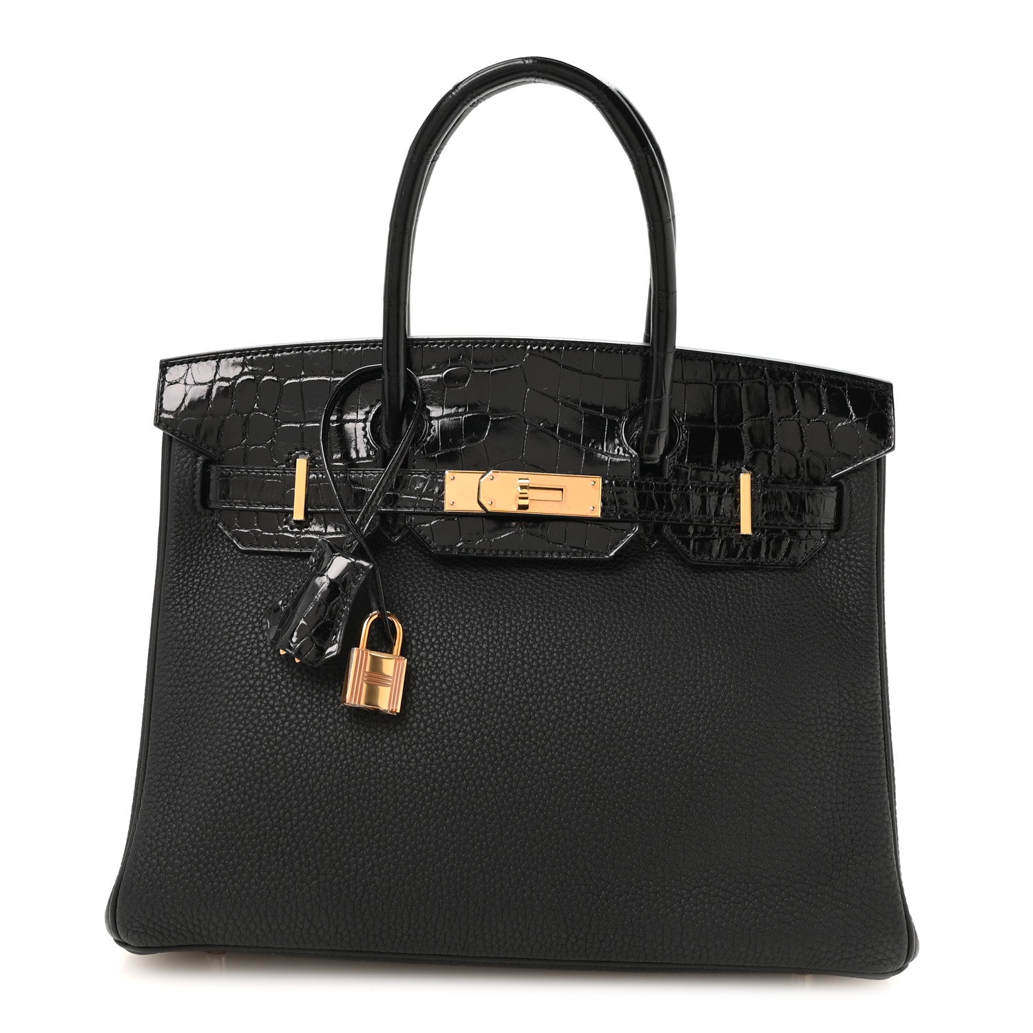 Hermes Togo Shiny Niloticus Crocodile Birkin Touch 30 Black 1 of 11