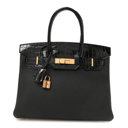 Hermes Togo Shiny Niloticus Crocodile Birkin Touch 30 Black 1 of 11