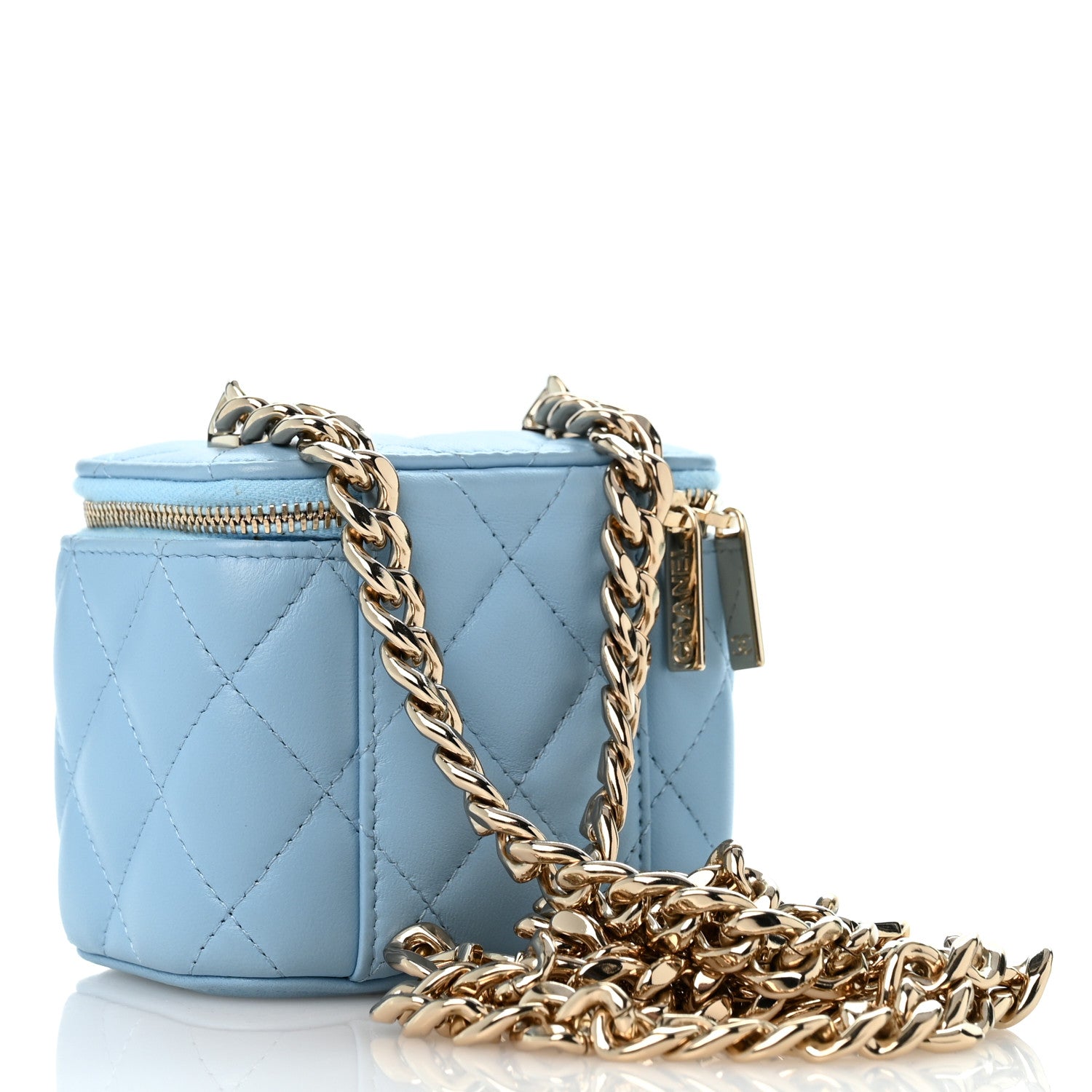 Chanel Lambskin Quilted Enamel Coco Mini Vanity Case With Chain Blue 2 of 10