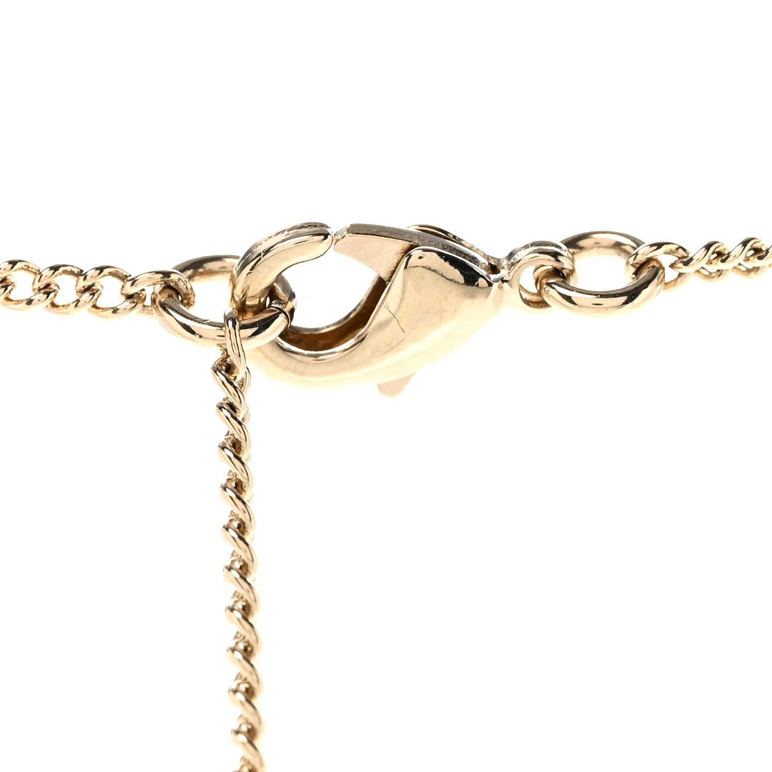 Chanel Pearl Crystal CC Deer Long Necklace Gold Green 6 of 7
