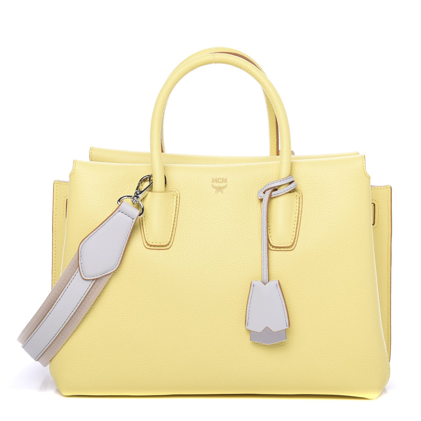 Grained Calfskin Medium Milla Tote Custard Yellow