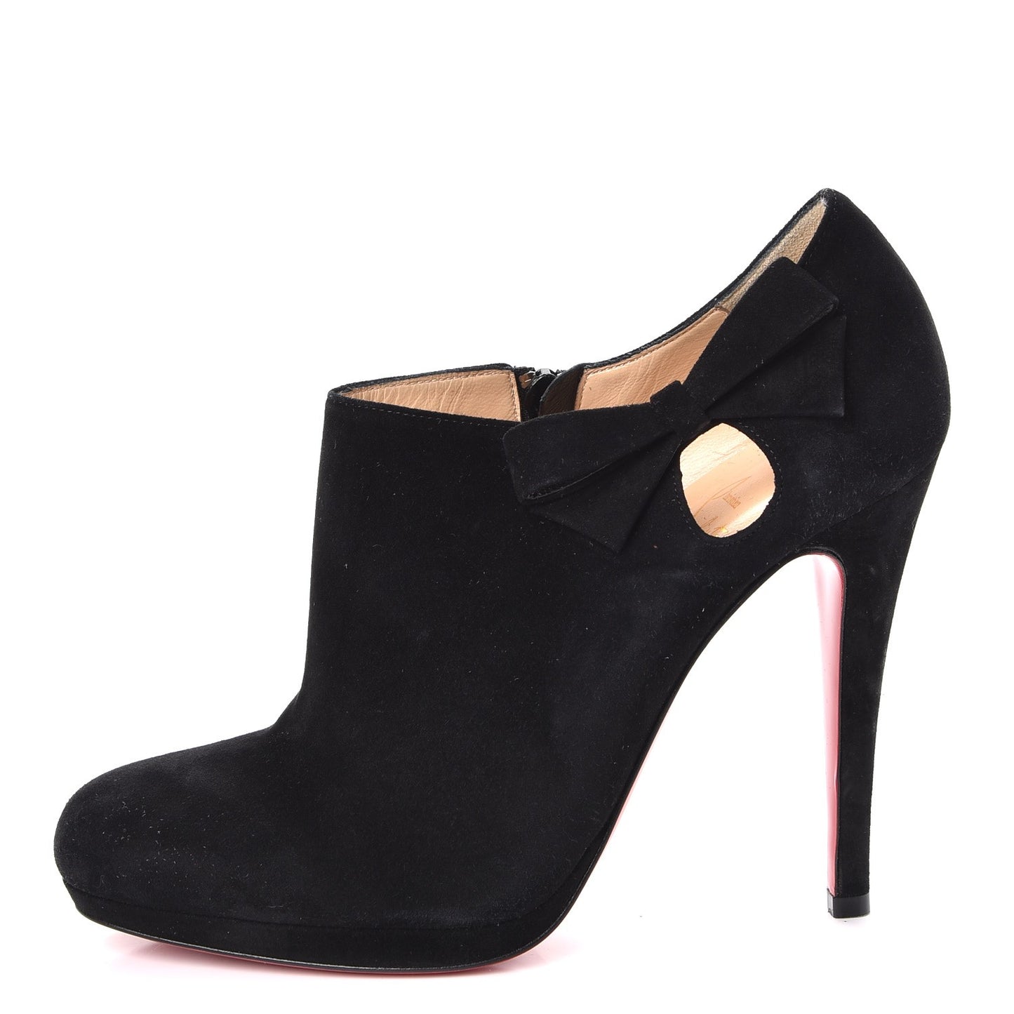 Suede Bow 100 Booties 37.5 Black