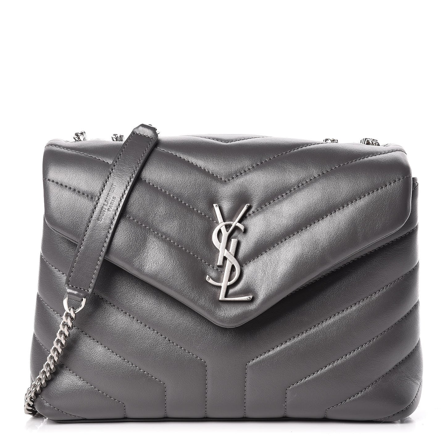 Calfskin Y Quilted Monogram Small Loulou Chain Satchel Asphalt