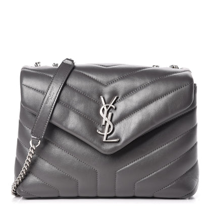 Saint Laurent Calfskin Y Quilted Monogram Small Loulou Chain Satchel Asphalt 1 of 10