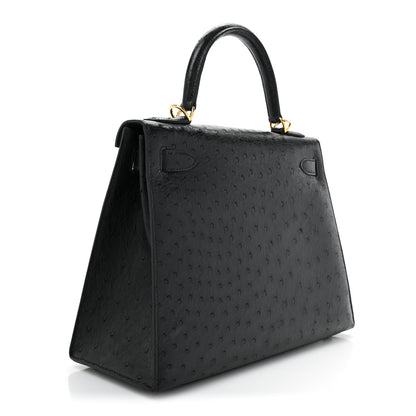 Hermes Ostrich Kelly Sellier 28 Black 3 of 17