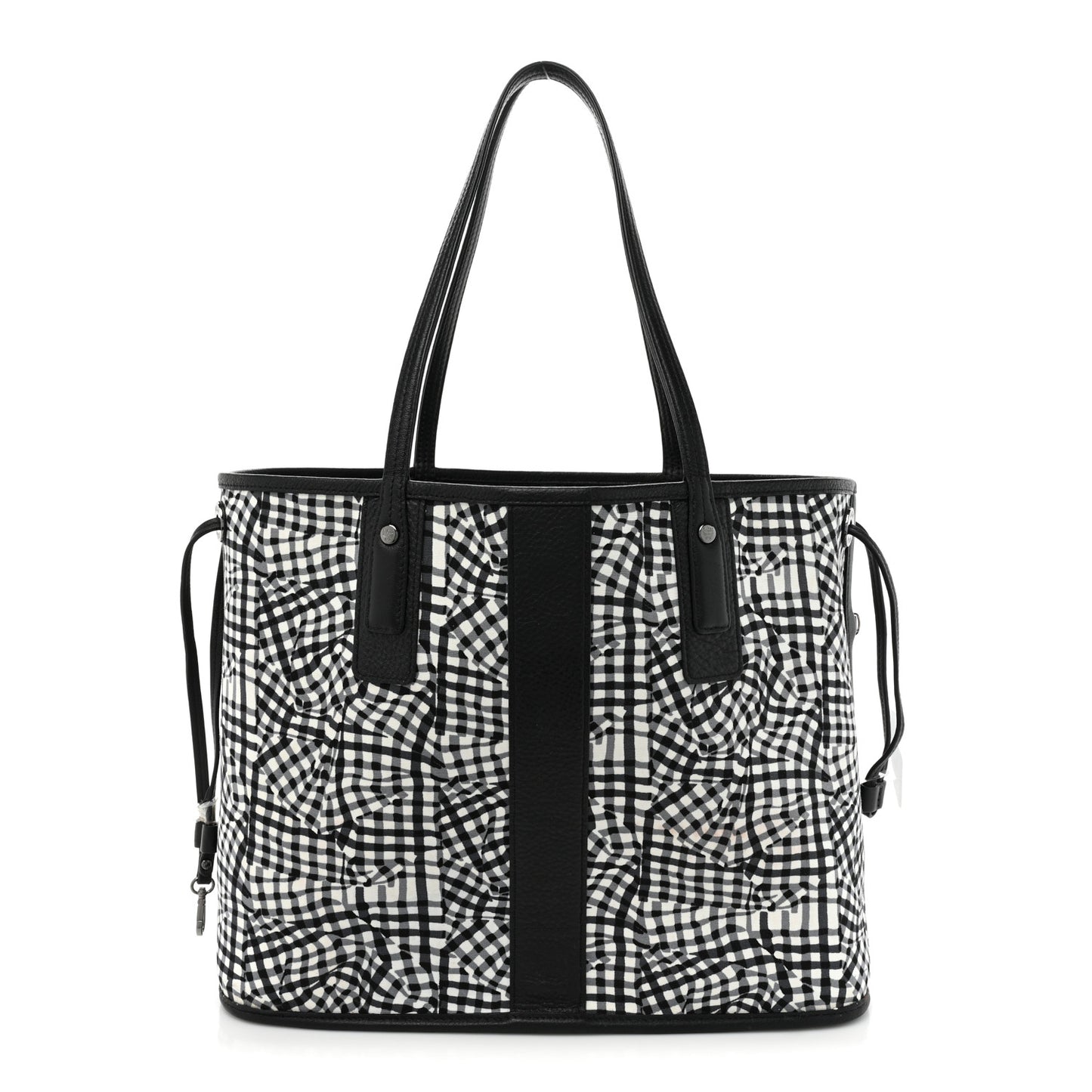 Grained Calfskin Visetos Medium Liz Reversible Shopper Tote Black