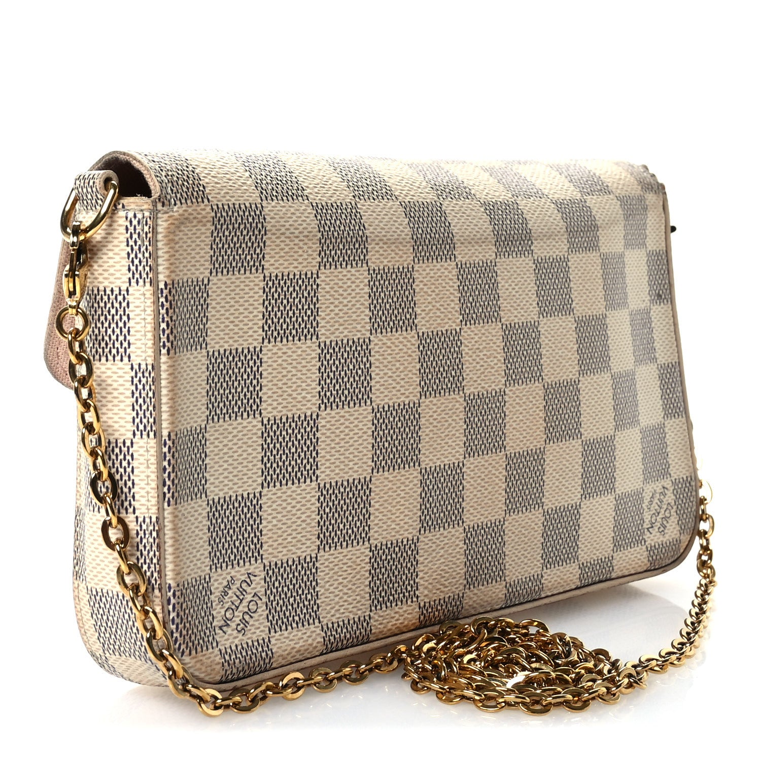 Louis Vuitton Damier Azur Pochette Felicie Chain Wallet Rose Ballerine 4 of 13